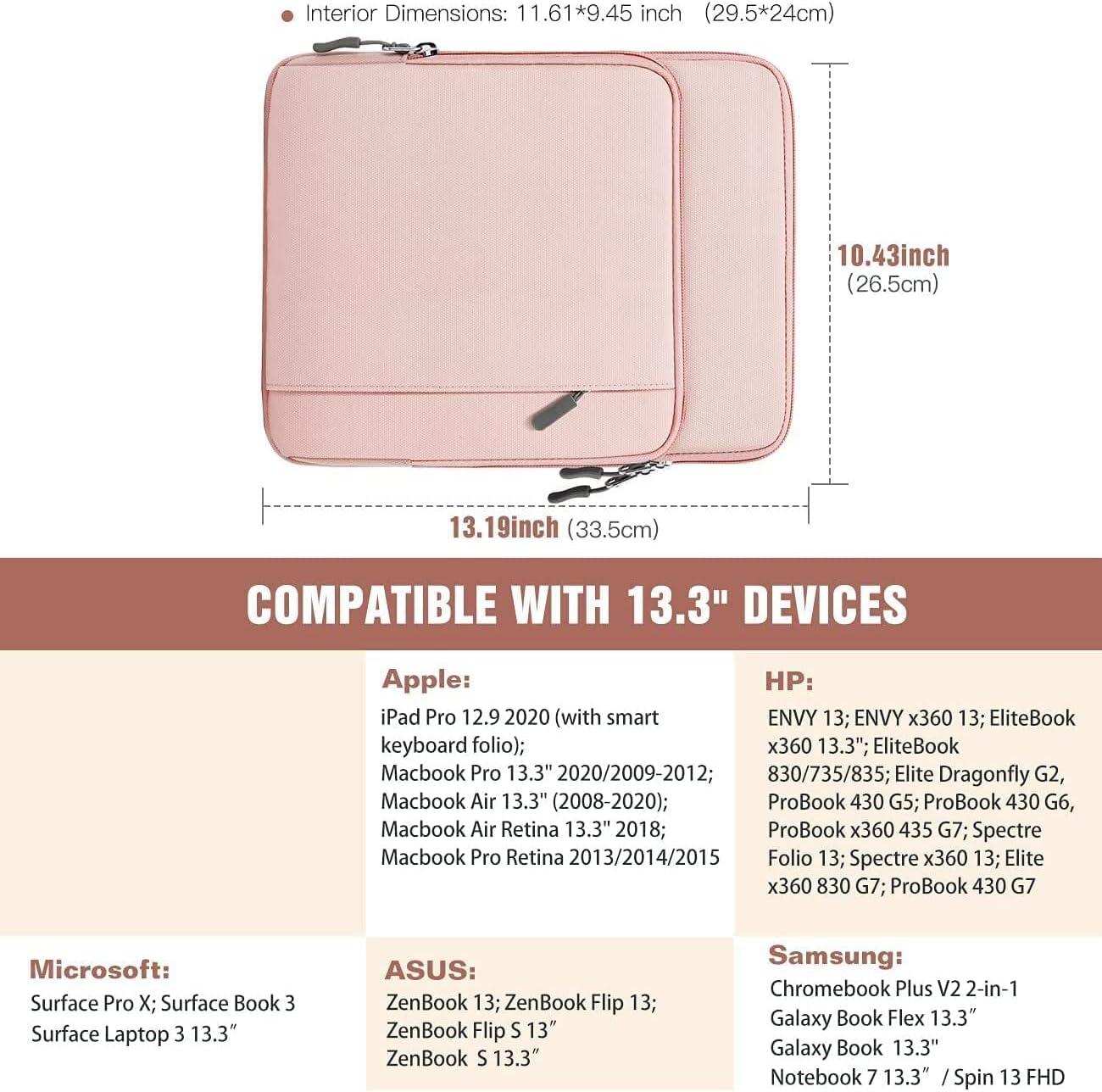 imageTiMOVO 13314 Inch Laptop Sleeve Carrying Bag with Pockets for iPad Air 13 Inch 2024iPad Pro 13 Inch 2024MacBook Air 20222018MacBook Pro M2M2M1 ProM1 MaxGalaxy Tab S9S8 124quotBlackPink