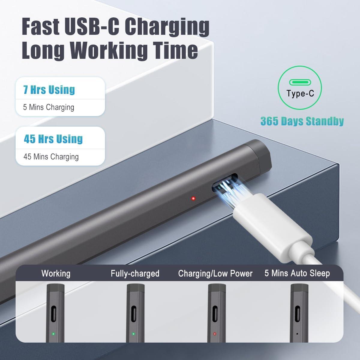 imageTiMOVO USI Stylus Pen for Chromebook USI 20 Stylus Active Digital Pen with 4096 Control Fits HP x360 Lenovo IdeaPad DuetYoga ASUS Flip C436CC536 Google Pixel Palm RejectionampampFast ChargeGreyGray