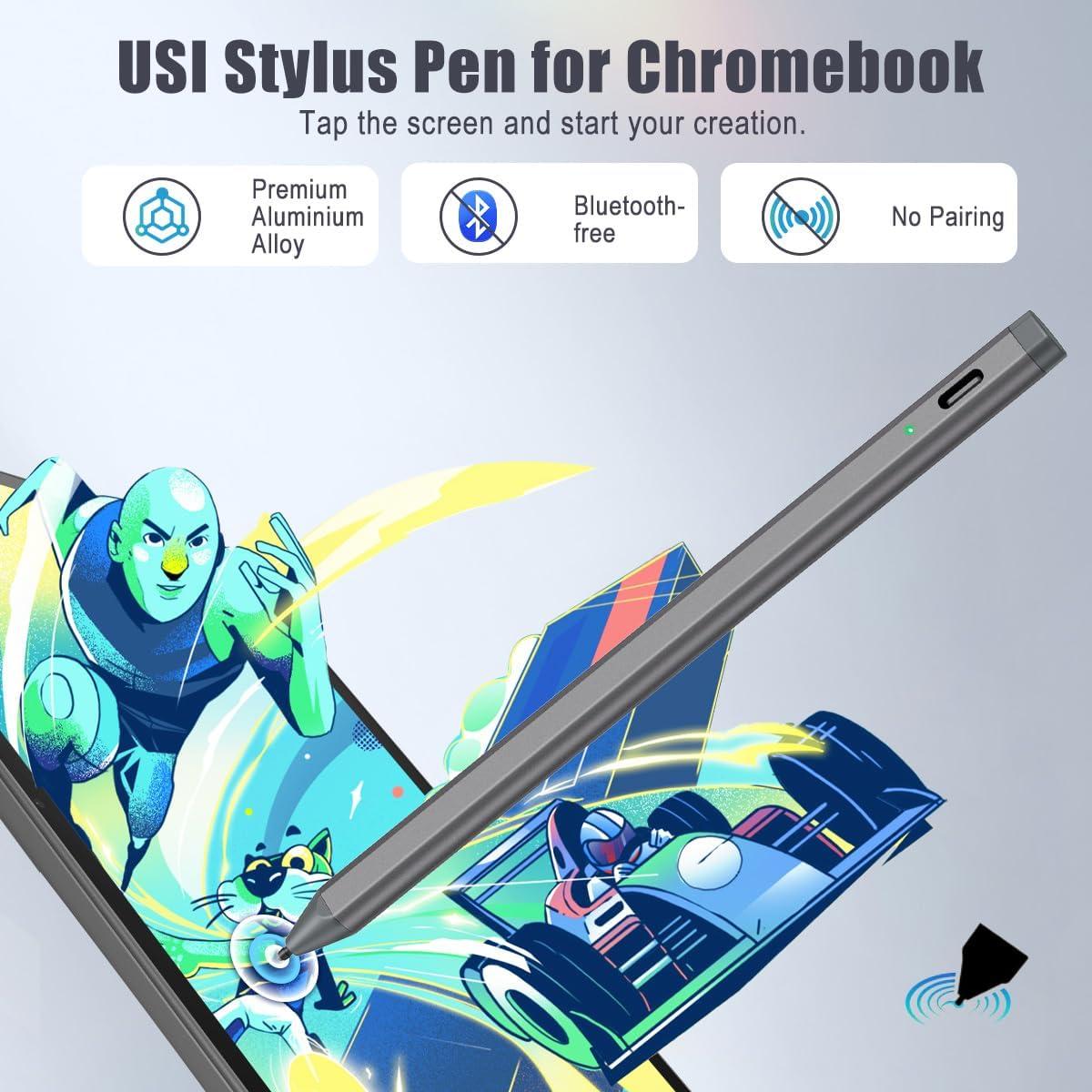 imageTiMOVO USI Stylus Pen for Chromebook USI 20 Stylus Active Digital Pen with 4096 Control Fits HP x360 Lenovo IdeaPad DuetYoga ASUS Flip C436CC536 Google Pixel Palm RejectionampampFast ChargeGreyGray