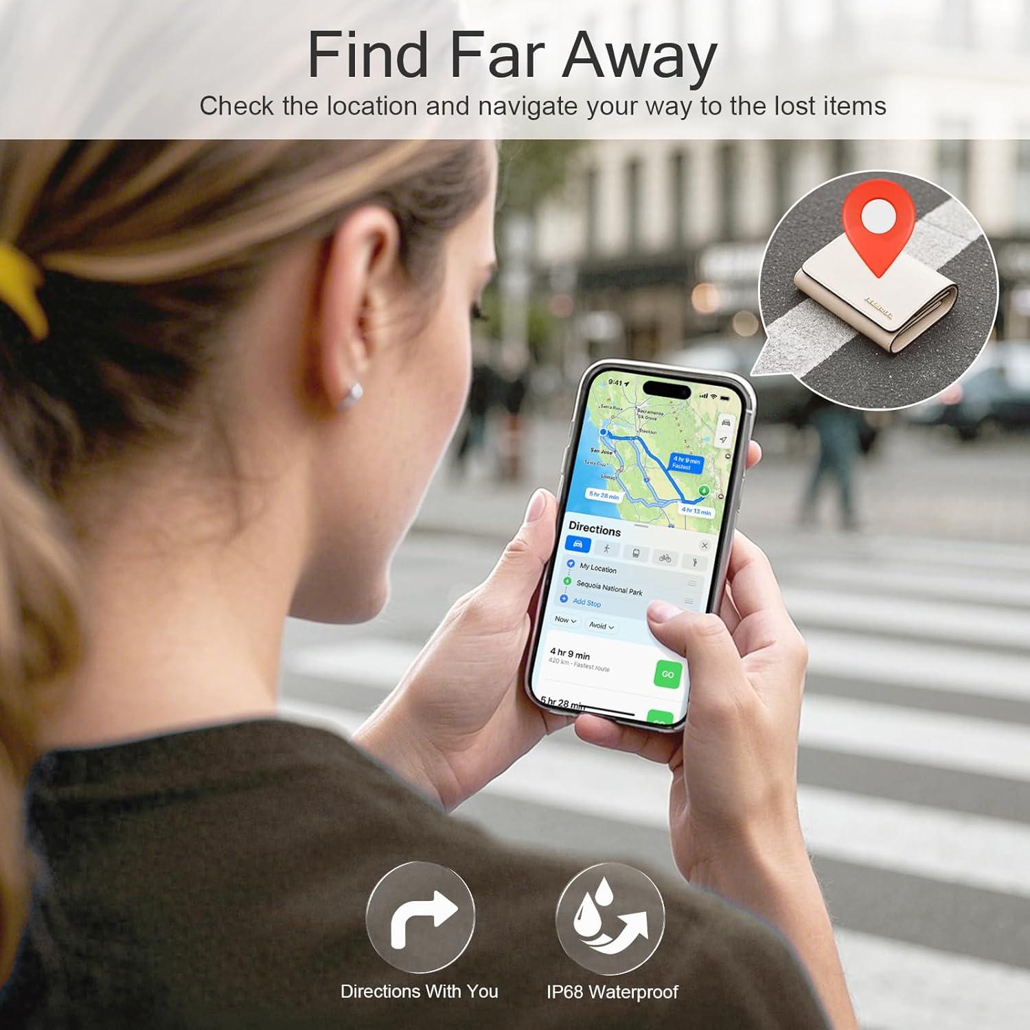 imageTiMOVO Wallet Tracker Card for Apple Find My iOS Only Wireless Charging Rechargeable Wallet Finder for Purse Luggage Tag Passports IP68 Waterproof Bluetooth Item Locator Tracker  Black1 Pack