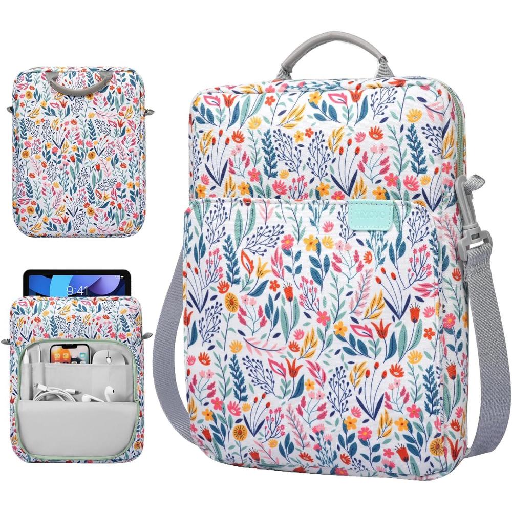 imageTiMOVO 911 Inch Tablet Sleeve Bag with Shoulder Strap for iPad 11inch A16 2025 iPad 109quot102quot Air 115th4th Gen 109quot Galaxy Tab A9 Plus 11quot PinkFlowers