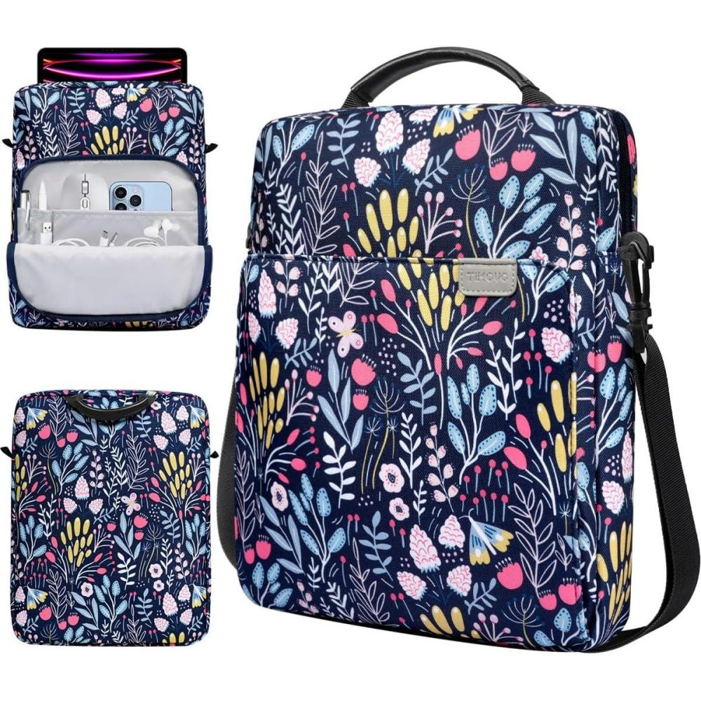 imageTiMOVO 911 Inch Tablet Sleeve Bag with Shoulder Strap for iPad 11inch A16 2025 iPad 109quot102quot Air 115th4th Gen 109quot Galaxy Tab A9 Plus 11quot PinkAbcolorful Flower