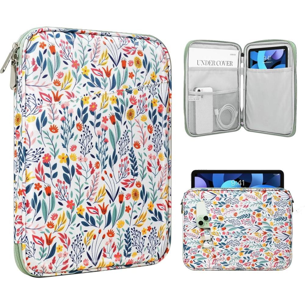 imageTiMOVO 911quot Tablet Sleeve for iPad 11inch A16 2025 iPad 10th Gen 109quot iPad 102quot iPad Air 11 Inch5th4th Gen 109quot Galaxy Tab A9 Plus 11quot Protective Bag with Pocket BlackAcFlowers