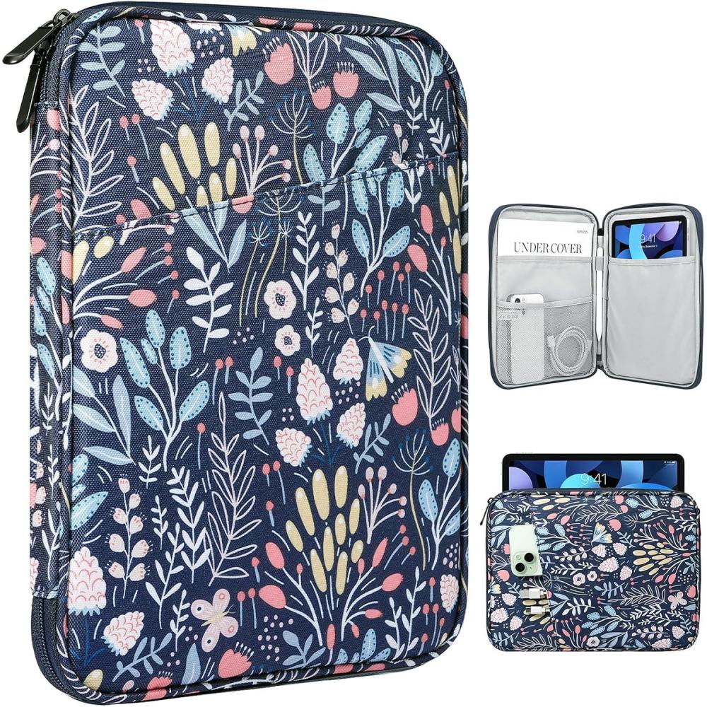 imageTiMOVO 911quot Tablet Sleeve for iPad 11inch A16 2025 iPad 10th Gen 109quot iPad 102quot iPad Air 11 Inch5th4th Gen 109quot Galaxy Tab A9 Plus 11quot Protective Bag with Pocket BlackAdColorful Flower