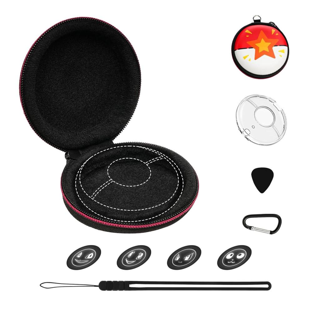 imageTiMOVO Accessories Set for GO Plus  7 in 1 Gameball Carrying Case Protective Accessory Kit Crystal Protective Case Transparent with 4PCS Silicone Cover Pieces ampamp Detachable Hand Strap Red
