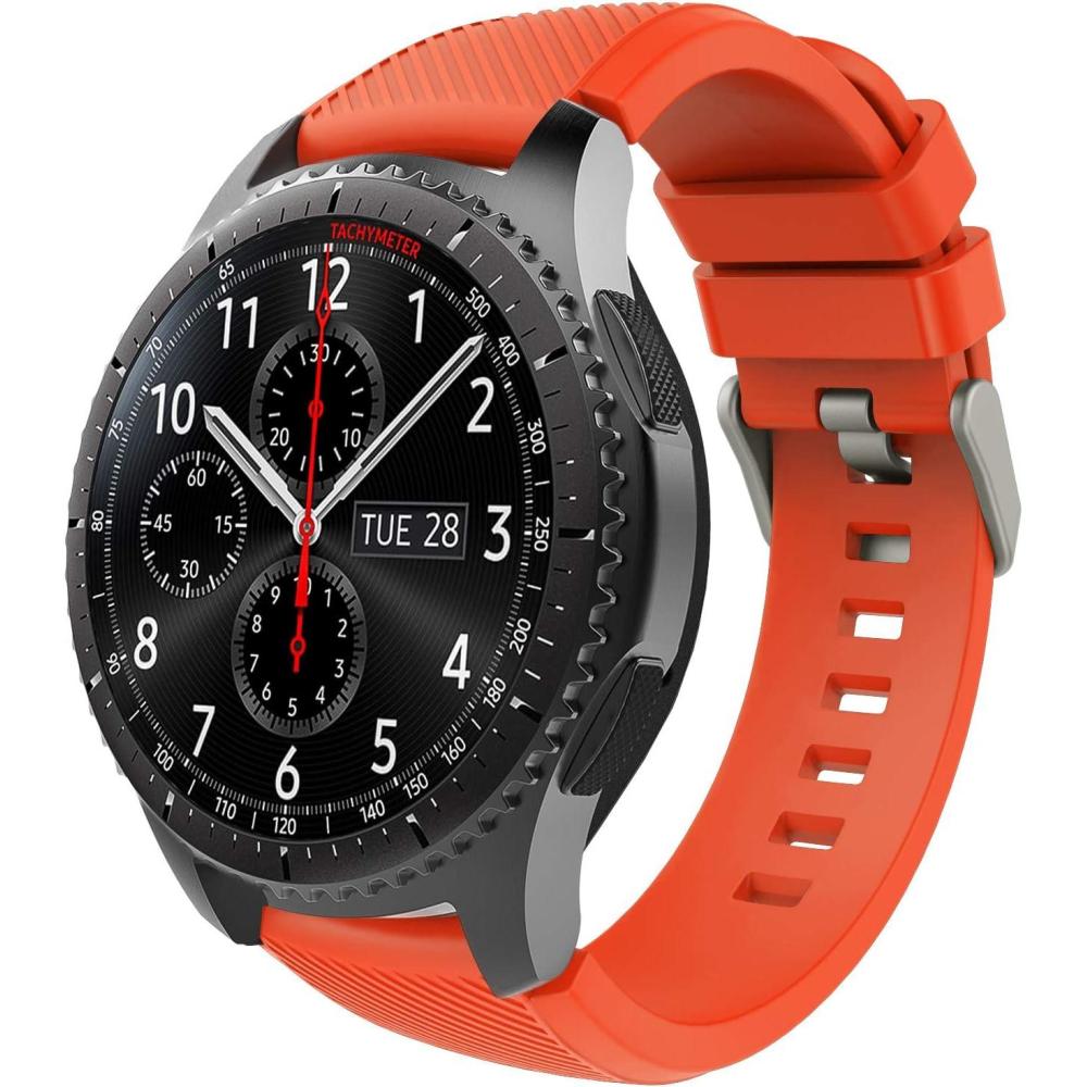 imageTiMOVO Band Compatible with Samsung Gear S3 FrontierGalaxy Watch 3 45mmGalaxy Watch 46mm 22mm Soft Silicone Strap fit S3 ClassicHuawei Watch GT3 46mmGTGT2 46mmTicwatch Pro 3  BlackOrange