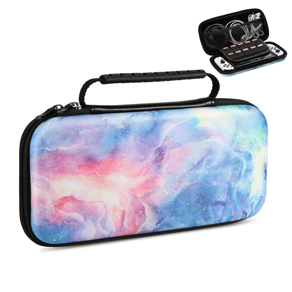 imageTiMOVO Carrying Case Compatible with Nintendo Switch OLED Model 2021 ampamp Switch Durable Hard Shell Game Storage Handbag Portable Travel Bag PU Pouch with Pocket for 10 Game Cards ampamp Accessories GildingDreamy Nebula