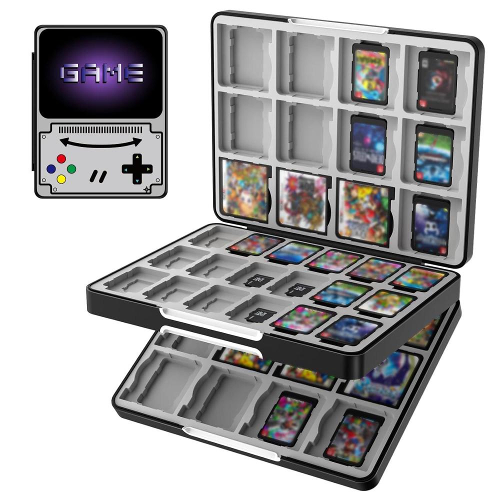 imageTiMOVO Game Card Case for Nintendo Switch 2Switch OLEDlite Compact ampamp Portable Storage Holder Cartridge with 60 Game Card Slots 24 3DS Cards ampamp 36 Micro SD Cards SlotsGray Game