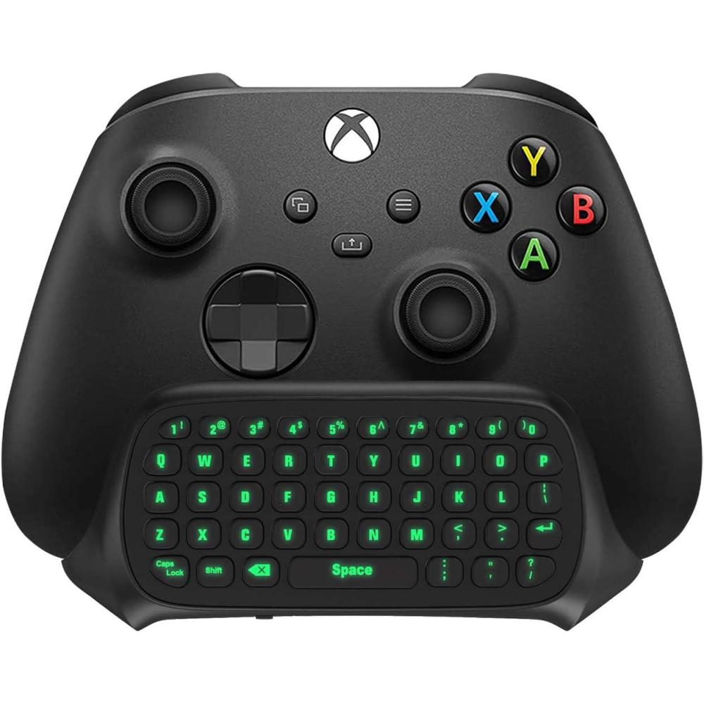 imageTiMOVO Green Backlight Keyboard for Xbox One Xbox Series XSWireless Chatpad Message KeyPad with Headset ampamp Audio JackMini Game Keyboard Fit Xbox OneOne SOne Elite2 24G Receiver Included BlackBlack