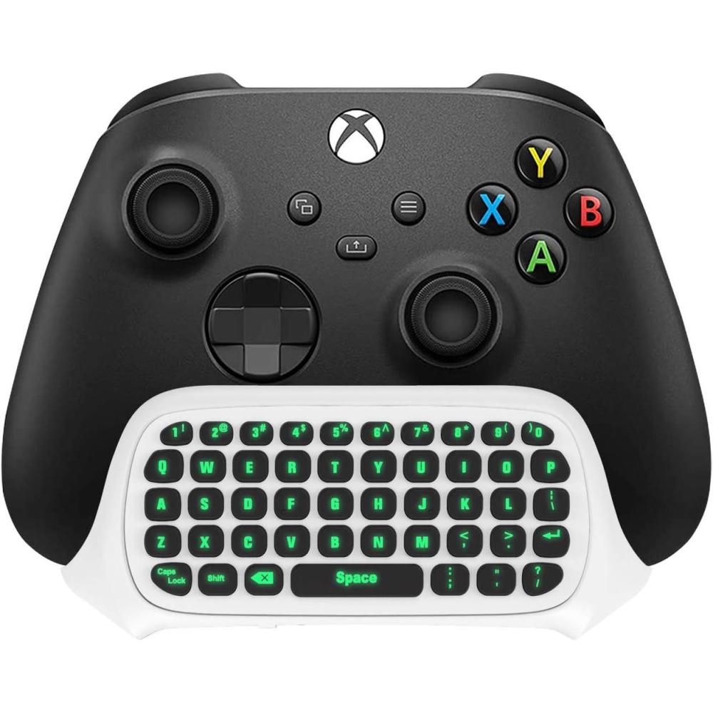 imageTiMOVO Green Backlight Keyboard for Xbox One Xbox Series XSWireless Chatpad Message KeyPad with Headset ampamp Audio JackMini Game Keyboard Fit Xbox OneOne SOne Elite2 24G Receiver Included BlackWhite
