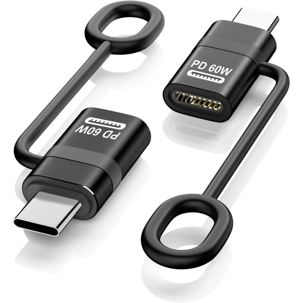 imageTiMOVO Lightning to USB C Adapter 2 Pack Lightning Female to USB C Male Adapter with 60W Fast Charge ampamp AntiLost Loop for iPhone 1615 Pro MaxProPlus iPad MacBook ProAirGalaxy S24S25S23White2 Pack Black