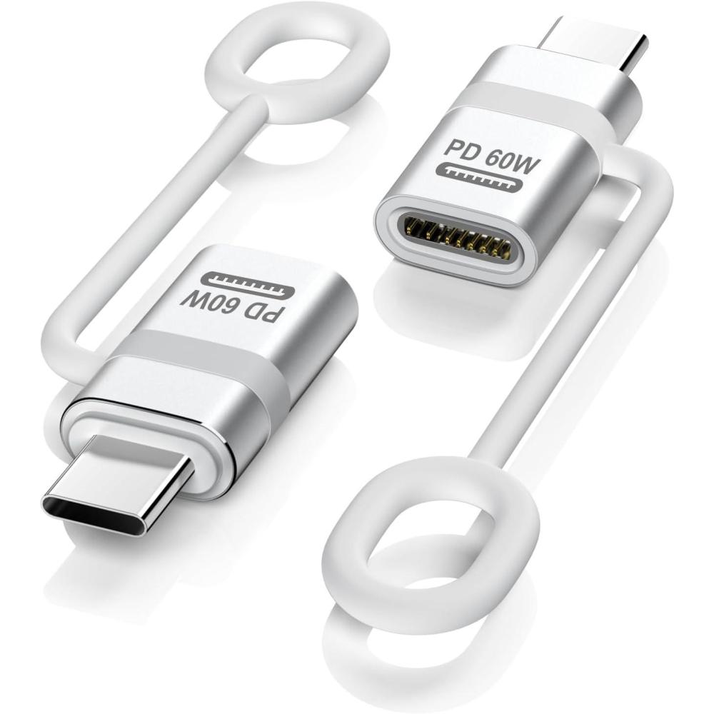 imageTiMOVO Lightning to USB C Adapter 2 Pack Lightning Female to USB C Male Adapter with 60W Fast Charge ampamp AntiLost Loop for iPhone 1615 Pro MaxProPlus iPad MacBook ProAirGalaxy S24S25S23White2 Pack Silver