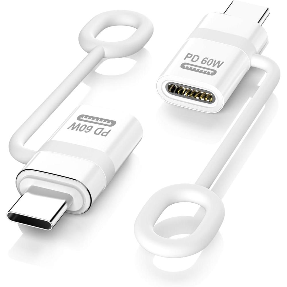 imageTiMOVO Lightning to USB C Adapter 2 Pack Lightning Female to USB C Male Adapter with 60W Fast Charge ampamp AntiLost Loop for iPhone 1615 Pro MaxProPlus iPad MacBook ProAirGalaxy S24S25S23White2 Pack White