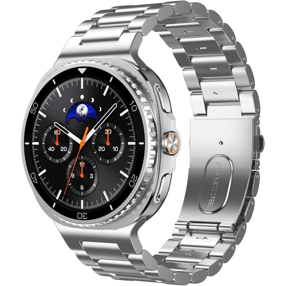 imageTiMOVO Metal Bands Compatible with Samsung Galaxy Watch 8 40 mm 44mmGalaxy Watch 8 Classic 46mm 2025 No Gap Stainless Steel Replacement Strap for Men WomenSilver