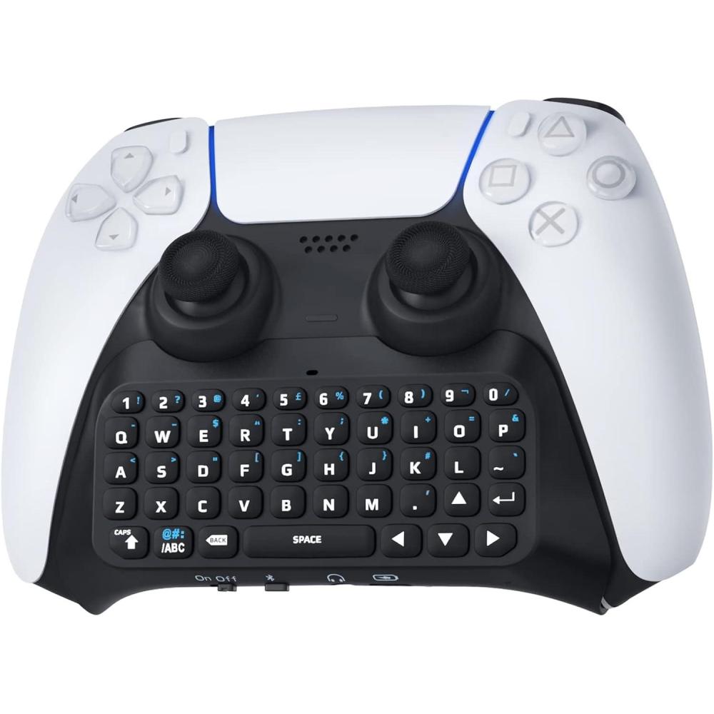 imageTiMOVO PS5 Controller Keyboard with Green Backlit Wireless Bluetooth Keypad Chatpad for PlayStation 5 Builtin Speaker ampamp 35mm Audio Jack Mini Gaming Keyboard for PS5 Accessories BlackBlack with Bluetooth