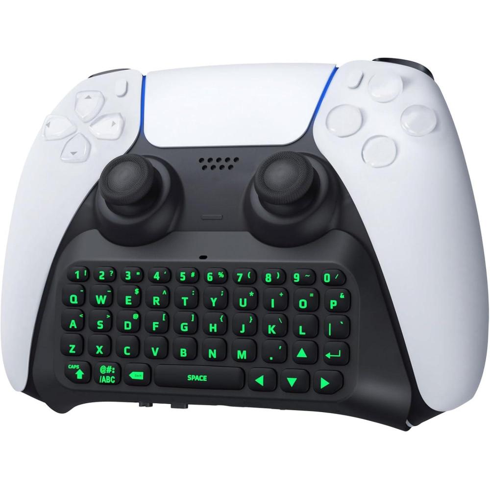 imageTiMOVO PS5 Controller Keyboard with Green Backlit Wireless Bluetooth Keypad Chatpad for PlayStation 5 Builtin Speaker ampamp 35mm Audio Jack Mini Gaming Keyboard for PS5 Accessories BlackBlack
