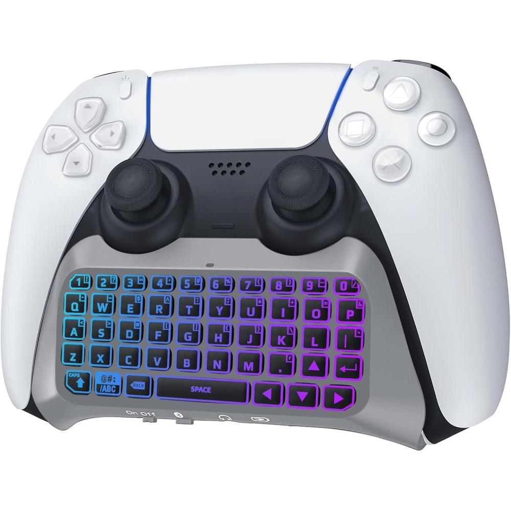 imageTiMOVO PS5 Controller Keyboard with Green Backlit Wireless Bluetooth Keypad Chatpad for PlayStation 5 Builtin Speaker ampamp 35mm Audio Jack Mini Gaming Keyboard for PS5 Accessories BlackGray