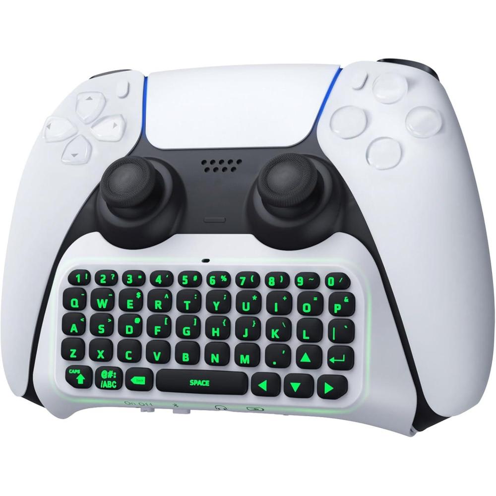 imageTiMOVO PS5 Controller Keyboard with Green Backlit Wireless Bluetooth Keypad Chatpad for PlayStation 5 Builtin Speaker ampamp 35mm Audio Jack Mini Gaming Keyboard for PS5 Accessories BlackWhite