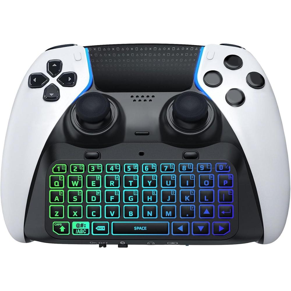 imageTiMOVO RGB Backlight Keyboard for PS5 Edge Controller Wireless Bluetooth Keypad Chatpad for PS5 Dualsense Edge Controller Mini PS5 Edge Keyboard with Builtin Speaker ampamp 35mm Audio Jack Black
