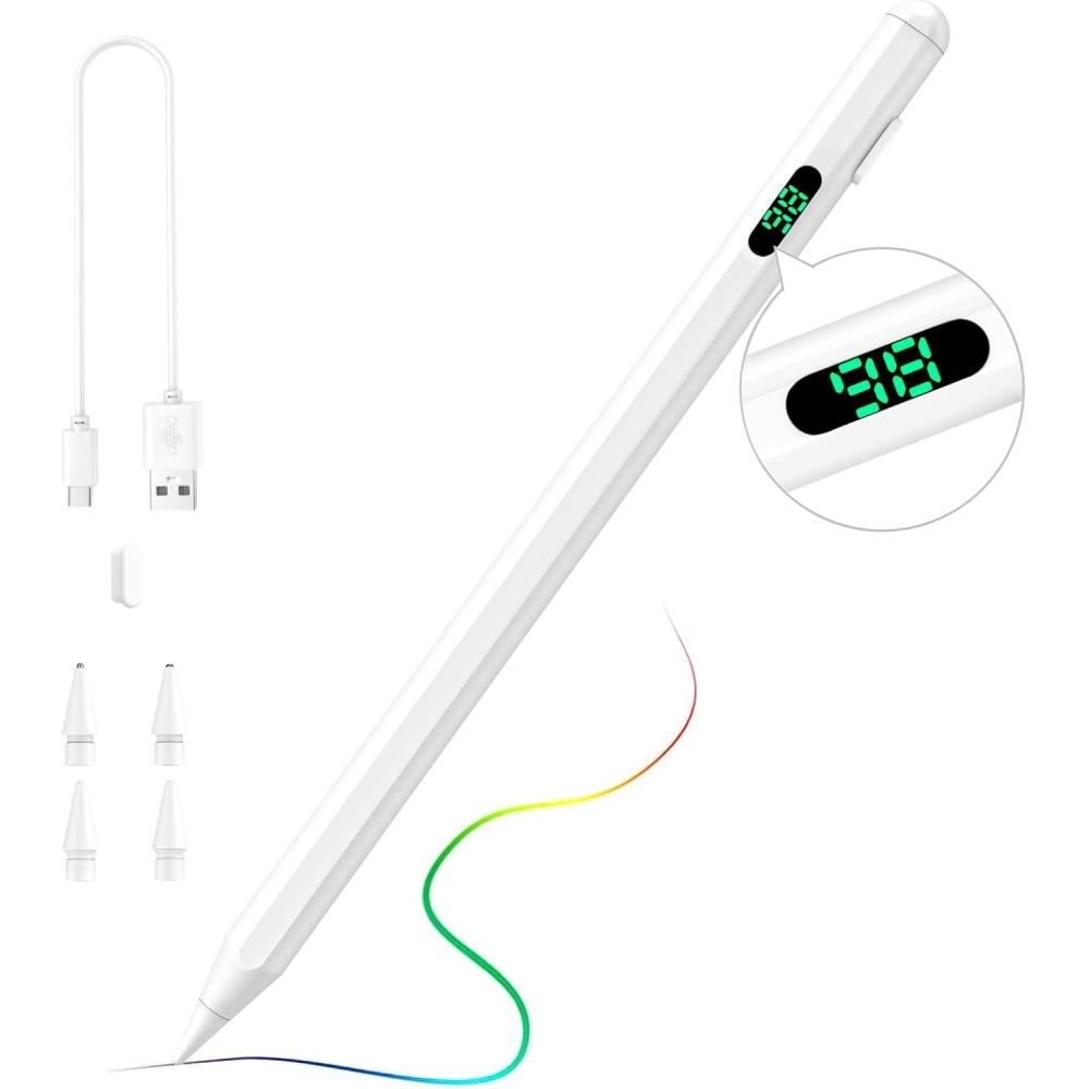 imageTiMOVO Stylus Pen for iPad Apple Pencil USB C Fast Charge Palm Rejection for 20182024 Apple iPad Pro 1312911 iPad 109876th Gen iPad Air 11ampamp13 inch M2 6543th iPad mini 56thWhite