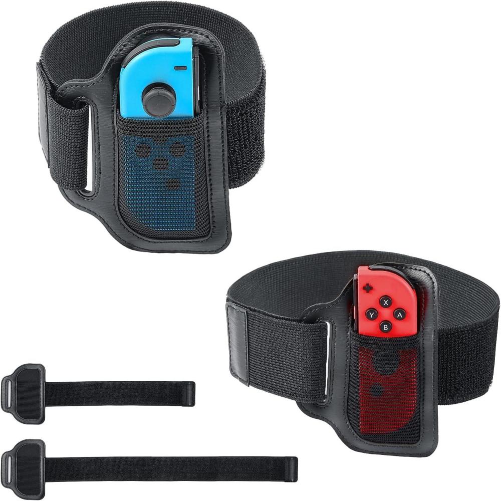 imageTiMOVO Switch Leg Straps Compatible with Nintendo Switch SportsSwitch Ring Fit Adventure Game 2Pack Adjustable Elastic Strap for Switch OLEDSwitch 2 Sizes Soccer Leg Band for Adults ampamp Kids Black