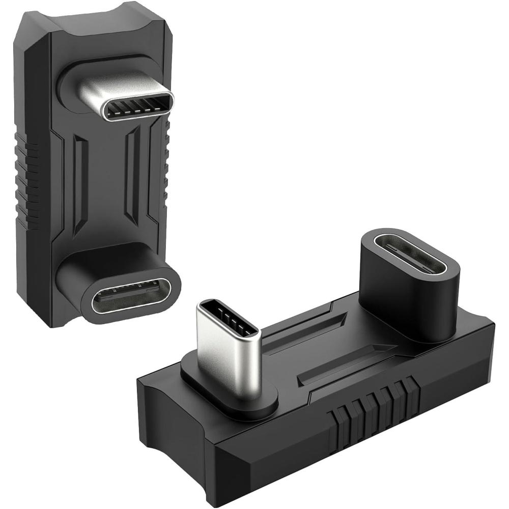 imageTiMOVO USB C 180 Degree Adapter 2 Pack 140W Fast PD Charging for ROG AllySteam DeckLenovo Legion Go Accessories