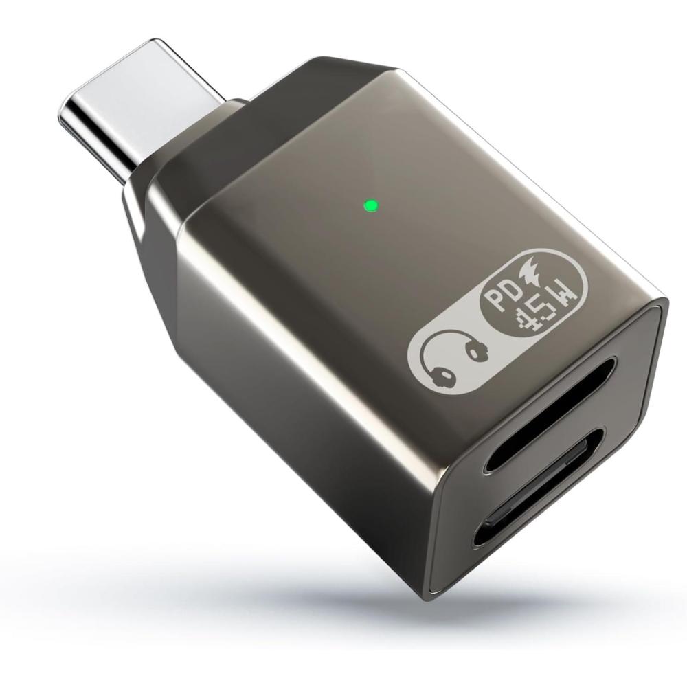 imageTiMOVO for Lightning to USB C Audio Adapter with Charging Port 2in1 Lighting to USBC Adaptor for Headphone Supports 45W Fast Charging for iPhone1615 Series iPad Not for Data Transfer WhiteGray