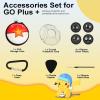 TiMOVO Accessories Set for GO Plus +, 7 in 1 Gameball Carrying Case Protective Accessory Kit, Crystal Protective Case Transparent with 4PCS Silicone Cover Pieces & Detachable Hand Strap, Red