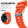 TiMOVO Band Compatible with Samsung Gear S3 Frontier/Galaxy Watch 3 45mm/Galaxy Watch 46mm, 22mm Soft Silicone Strap fit S3 Classic/Huawei Watch GT3 46mm/GT/GT2 46mm/Ticwatch Pro 3 – Black(Orange)