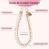 TiMOVO Beaded Pearls Phone Lanyard Wrist Strap for Phone Case, Detachable Phone Wristlet with Tether Tab, Hands-Free Phone Charm Bracelet Strap for Women, Gold + Black + White(Gold & Pink)