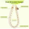 TiMOVO Beaded Pearls Phone Lanyard Wrist Strap for Phone Case, Detachable Phone Wristlet with Tether Tab, Hands-Free Phone Charm Bracelet Strap for Women, Gold + Black + White(Gold & White)