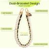 TiMOVO Beaded Pearls Phone Lanyard Wrist Strap for Phone Case, Detachable Phone Wristlet with Tether Tab, Hands-Free Phone Charm Bracelet Strap for Women, Gold + Black + White(Adjust-black)