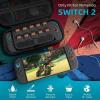 TiMOVO Carrying Case for Nintendo Switch 2 (2025), Large Capacity Protective Hard Shell Portable Travel Case Pouch for Switch 2, with 10 Game Card Slots and Pockets for Console & Accessories, Black(Blue+Red)