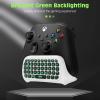 TiMOVO Green Backlight Keyboard for Xbox One, Xbox Series X/S,Wireless Chatpad Message KeyPad with Headset & Audio Jack,Mini Game Keyboard Fit Xbox One/One S/One Elite/2, 2.4G Receiver Included, Black(White)