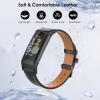 TiMOVO Leather Band Compatible with Fitbit Charge 6/Fitbit Charge 5 Watch Bands, Top Grain Genuine Classic Leather Replacement Wristbands Straps for Women Men, Black(Black)
