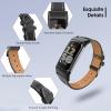 TiMOVO Leather Band Compatible with Fitbit Charge 6/Fitbit Charge 5 Watch Bands, Top Grain Genuine Classic Leather Replacement Wristbands Straps for Women Men, Black(Black)