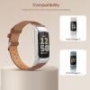 TiMOVO Leather Band Compatible with Fitbit Charge 6/Fitbit Charge 5 Watch Bands, Top Grain Genuine Classic Leather Replacement Wristbands Straps for Women Men, Black(Brown)