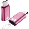 TiMOVO Lightning Female to USB C Male Adapter,Lightning to USB C Adapter Converter with 35W Fast PD Charger & Data Transfe for iPhone 15/16/Pro/Pro Max/Plus,iPad Pro/Air USB-C Adapter, Silver(Pink)