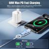 TiMOVO Lightning to USB C Adapter, 2 Pack Lightning Female to USB C Male Adapter with 60W Fast Charge & Anti-Lost Loop for iPhone 16/15 Pro Max/Pro/Plus, iPad, MacBook Pro/Air,Galaxy S24/S25/S23-White(4 Pack White)