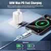 TiMOVO Lightning to USB C Adapter, 2 Pack Lightning Female to USB C Male Adapter with 60W Fast Charge & Anti-Lost Loop for iPhone 16/15 Pro Max/Pro/Plus, iPad, MacBook Pro/Air,Galaxy S24/S25/S23-White(2 Pack Silver)