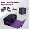 TiMOVO MTG Deck Box, Commander Deck Case Fits 200+ Double-Sleeved Cards, Magnetic Leather Card Storage Box with 2 Commander Display & 4Dividers & Dice Tray Fit YuGiOh TCG CCG Magic Cards, Black+Purple(Black & Purple)