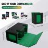 TiMOVO MTG Deck Box, Commander Deck Case Fits 200+ Double-Sleeved Cards, Magnetic Leather Card Storage Box with 2 Commander Display & 4Dividers & Dice Tray Fit YuGiOh TCG CCG Magic Cards, Black+Purple(Black/Green)