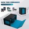 TiMOVO MTG Deck Box, Commander Deck Case Fits 200+ Double-Sleeved Cards, Magnetic Leather Card Storage Box with 2 Commander Display & 4Dividers & Dice Tray Fit YuGiOh TCG CCG Magic Cards, Black+Purple(Black Cyan)