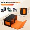 TiMOVO MTG Deck Box, Commander Deck Case Fits 200+ Double-Sleeved Cards, Magnetic Leather Card Storage Box with 2 Commander Display & 4Dividers & Dice Tray Fit YuGiOh TCG CCG Magic Cards, Black+Purple(Black+Orange)