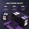 TiMOVO MTG Deck Box, Commander Deck Case Fits 200+ Double-Sleeved Cards, Magnetic Leather Card Storage Box with 2 Commander Display & 4Dividers & Dice Tray Fit YuGiOh TCG CCG Magic Cards, Black+Purple(Black & Purple)