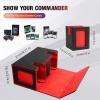 TiMOVO MTG Deck Box, Commander Deck Case Fits 200+ Double-Sleeved Cards, Magnetic Leather Card Storage Box with 2 Commander Display & 4Dividers & Dice Tray Fit YuGiOh TCG CCG Magic Cards, Black+Purple(Black & Red)