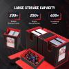 TiMOVO MTG Deck Box, Commander Deck Case Fits 200+ Double-Sleeved Cards, Magnetic Leather Card Storage Box with 2 Commander Display & 4Dividers & Dice Tray Fit YuGiOh TCG CCG Magic Cards, Black+Purple(Black & Red)