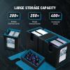 TiMOVO MTG Deck Box, Commander Deck Case Fits 200+ Double-Sleeved Cards, Magnetic Leather Card Storage Box with 2 Commander Display & 4Dividers & Dice Tray Fit YuGiOh TCG CCG Magic Cards, Black+Purple(Black Cyan)