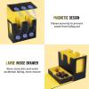 TiMOVO MTG Deck Box, MTG Commander Card Deck Box with Commander Display & Dice Tray Fits 400+ Unsleeved Cards, Leather Magnetic Card Storage Case with 6 Dividers for TCG CCG Magic Cards, Black+Red(Black & Yellow)