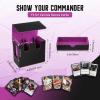 TiMOVO MTG Deck Box, MTG Commander Card Deck Box with Commander Display & Dice Tray Fits 400+ Unsleeved Cards, Leather Magnetic Card Storage Case with 6 Dividers for TCG CCG Magic Cards, Black+Red(Black & Purple)